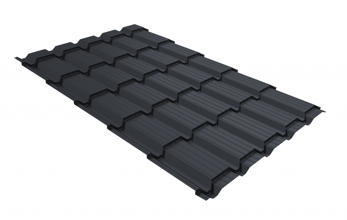 Металлочерепица Верховье квадро профи Grand Line 0,5 Satin Matt TX RAL 7024 мокрый асфальт Металлочерепица Верховье квадро профи Grand Line 0,5 Satin Matt TX RAL 7024 мокрый асфальт