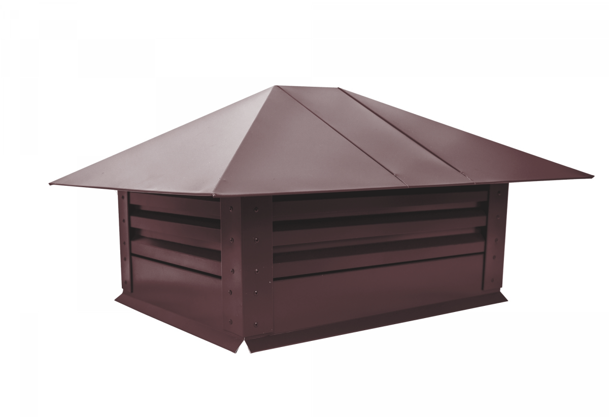 Дымник на трубу с жалюзи 515x515мм 0,5 Satin с пленкой RAL 3009 оксидно-красный Дымник на трубу с жалюзи 515x515мм 0,5 Satin с пленкой RAL 3009 оксидно-красный