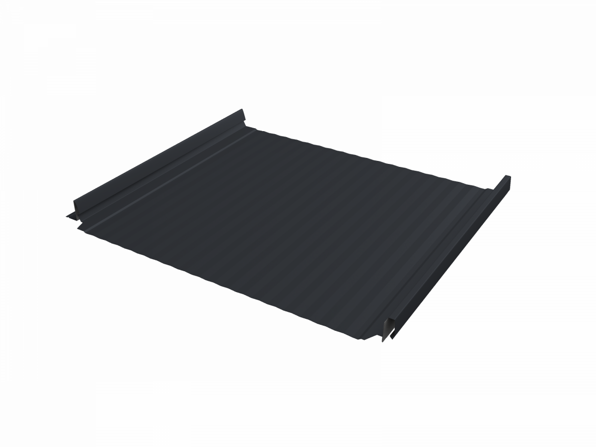 Кликфальц Pro Gofr Grand Line 0,5 Satin с пленкой на замках RAL 7024 мокрый асфальт Кликфальц Pro Gofr Grand Line 0,5 Satin с пленкой на замках RAL 7024 мокрый асфальт