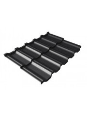 Металлочерепица модульная квинта Uno Grand Line c 3D резом 0,5 Satin RAL 9005 черный